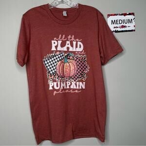 All the Plaid & Pumpkin Medium tee shirt- L&B Life